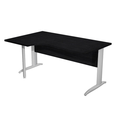 Scrivania Compact Sinistro Easy - 160 x 60/80/100 cm - Nero venato/grigio cromato