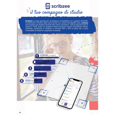 5 Maxiquaderno Spiralato Senza Fori Oxford Neon On A4 5 mm 120 fogli 90 gr