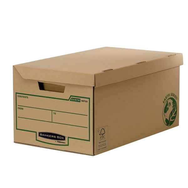 Scatola maxi Bankers Box Earth Series - con coperchio a ribalta - 37,8 x 28,7 x 54,5 cm - avana - Fellowes - conf. 10 pezzi
