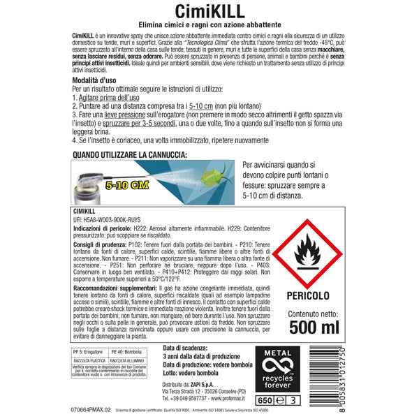Spray Cimi kill per ragni cimici e millepiedi - 500 ml - Protemax