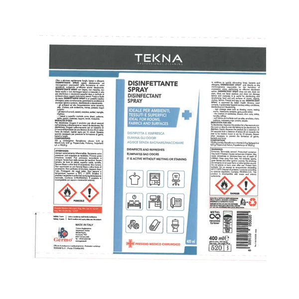 Disinfettante detergente alcolico - 400 ml - Tekna