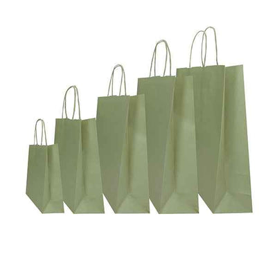 Shopper Twisted - maniglie cordino - 22 x 10 x 29 cm - carta kraft - salvia - Mainetti Bags - conf. 25 pezzi