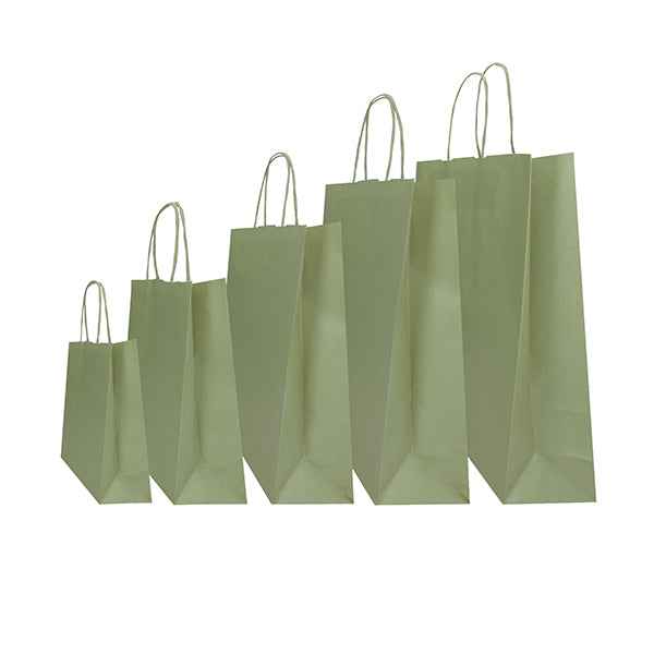Shopper Twisted - maniglie cordino - 45 x 15 x 50 cm - carta kraft - salvia - Mainetti Bags - conf. 25 pezzi