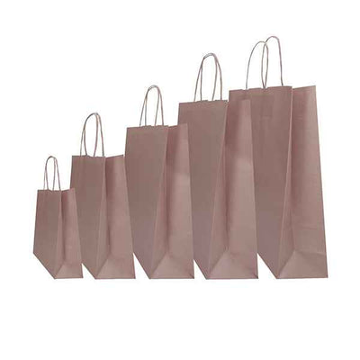 Shopper Twisted - maniglie cordino - 22 x 10 x 29 cm - carta kraft - rosa antico - Mainetti Bags - conf. 25 pezzi