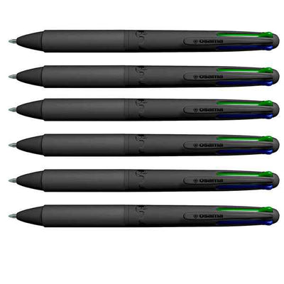 Penna a sfera 4 Multi All Black - con astuccio - punta 1,00 mm - 4 colori  - Osama - conf. 6 pezzi