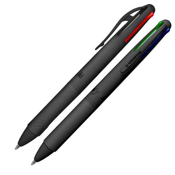 Penna a sfera 4 Multi All Black - con astuccio - punta 1,00 mm - 4 colori  - Osama - conf. 6 pezzi