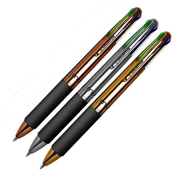 Penna a sfera 4 Multi Chrome - con astuccio - punta 1,00 mm - 4 colori  - Osama - conf. 6 pezzi
