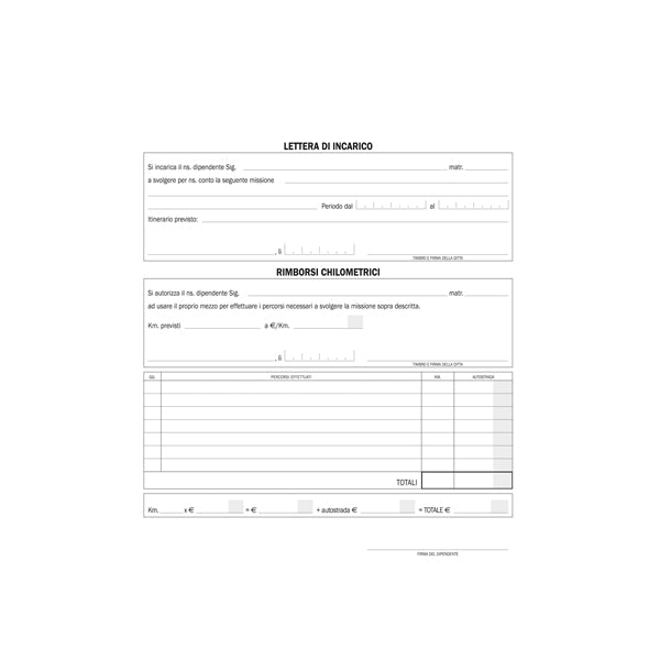 Blocco buste nota spese - staccabili - 23 x 16 cm - Data Ufficio - conf. 25 buste