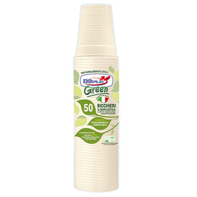 Bicchieri biodegradabili - Mater-Bi - 200 ml - avorio - Dopla - conf. 50 pezzi