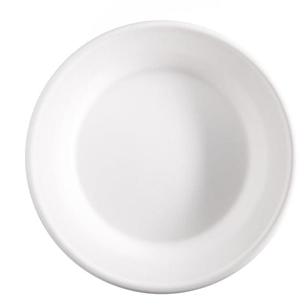 Piatto fondo monouso - rotondo - 680 ml - canna da zucchero - bianco - Signor Bio - conf. 50 pezzi