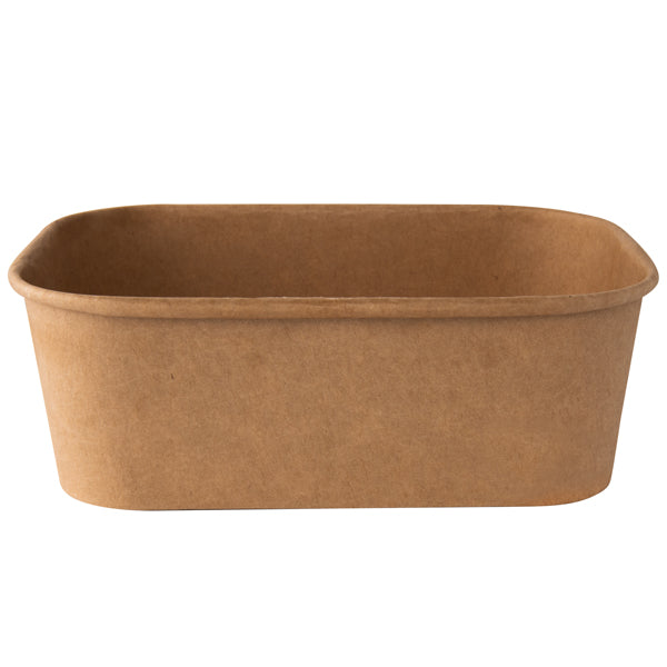 Bowl monouso - rettangolare - 750 ml - cartoncino - avana - Signor Bio - conf. 50 pezzi