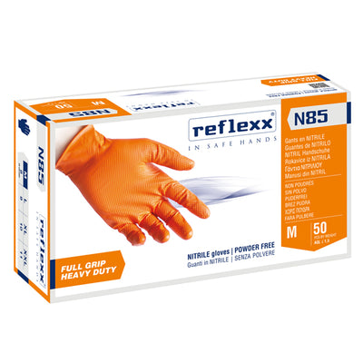 Guanti in nitrile N85 - ultra resistenti - tg M - arancione - Reflexx - conf. 50 pezzi