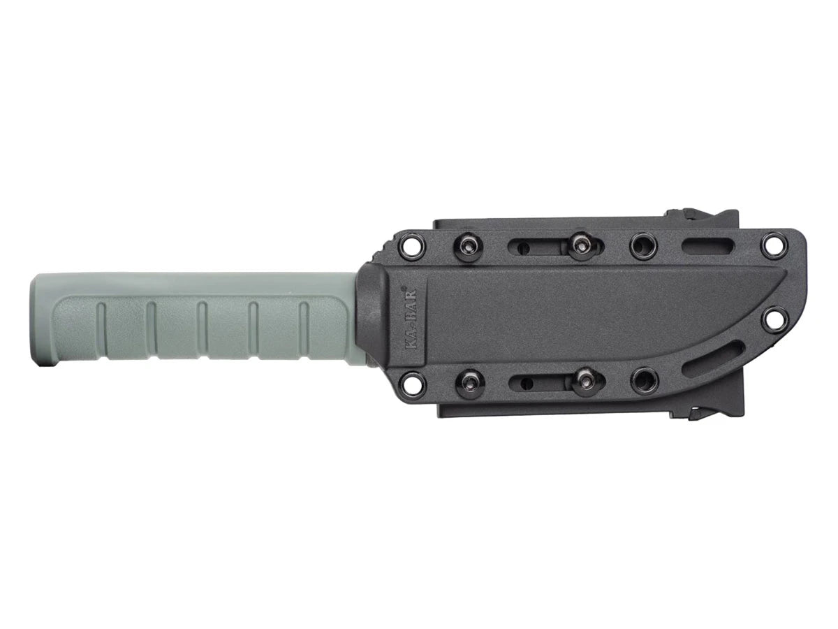 Ka-Bar Dust II 6101 dettaglio lama D2 manico GFN verde fodero plastica rigida