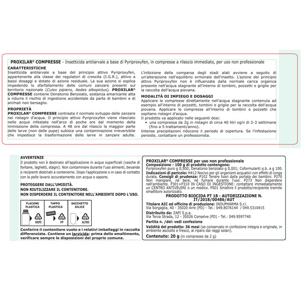 Compressa insetticida per larve di zanzara - in barattolo - Protemax - conf. 10 pezzi