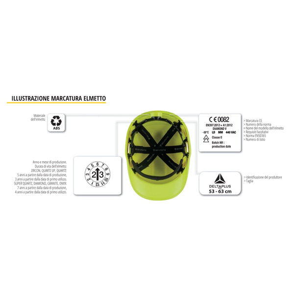 Elmetto da cantiere Diamond VI Wind - giallo - Deltaplus
