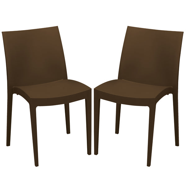 Sedia Venice - 51 x 49 x 80 cm - polipropilene - moka - Grandsoleil - conf. 2 pezzi