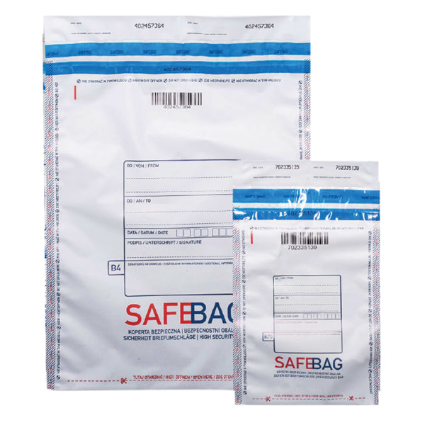 Sacchetti di sicurezza Safe Bag - per corrieri - B5 - 18,6 x 25,5 + 4 cm - PE - bianco - Bong Packaging - conf. 100 pezzi