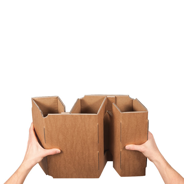 Scatola Wine Pack - 4 bottiglie - 21,2 x 20,4 x 36,8 cm - cartone doppia onda - avana - Bong Packaging - conf. 10 pezzi
