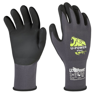 Guanti di protezione FLEX - con polsino nero - taglia 10 - nero/grigio - U-Power