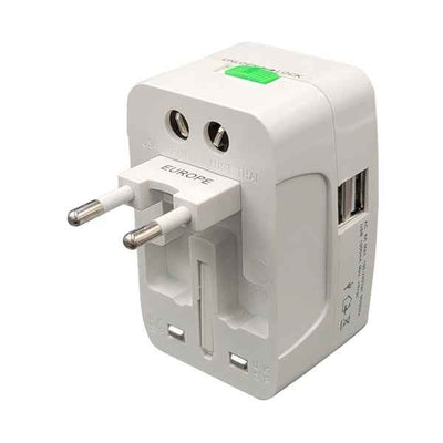 Adattatore da viaggio universale - 2 prese USB - bianco - MKC Melchioni