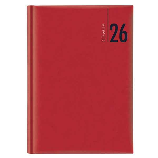 Agenda giornaliera 2027 - copertina in carta imbottita - 14,5 x 20,5 cm - rosso