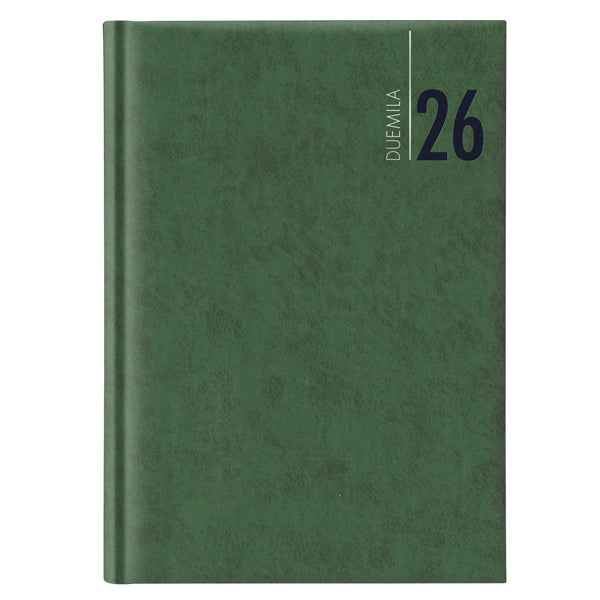 Agenda giornaliera 2027 - copertina in carta imbottita - 17 x 24 cm - verde