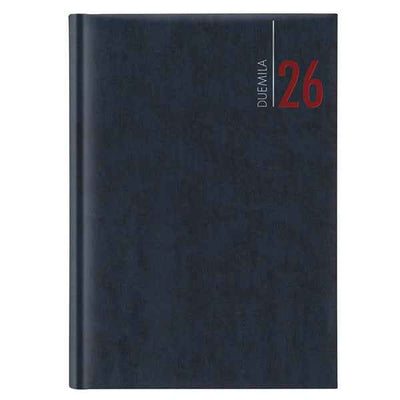 Agenda giornaliera 2027 - copertina in carta imbottita - 17 x 24 cm - blu