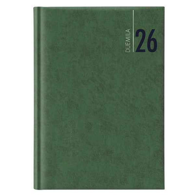 Agenda settimanale 2027 - copertina in carta imbottita - 17 x 24 cm - verde