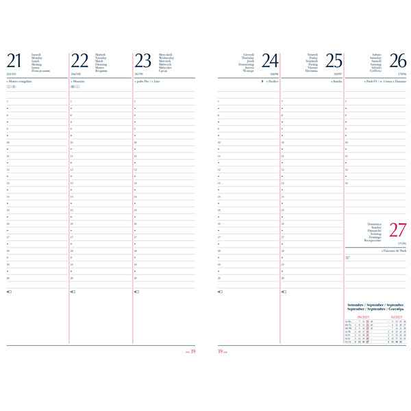 Agenda settimanale 2027 - copertina in carta imbottita - 17 x 24 cm - rosso