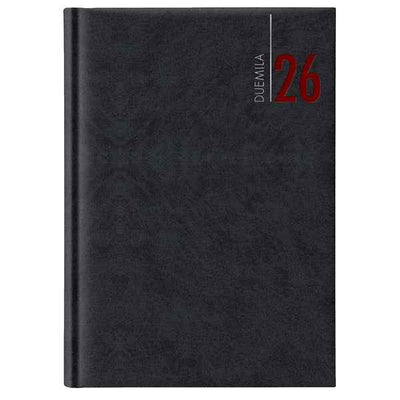 Agenda settimanale 2027 - copertina in carta imbottita - 17 x 24 cm - nero