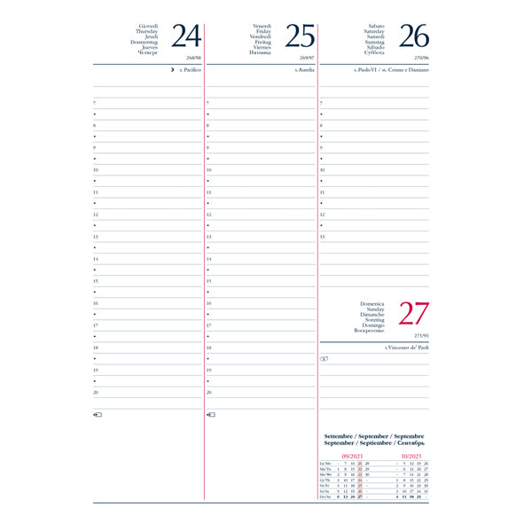 Agenda settimanale 2027 - copertina in carta imbottita - 17 x 24 cm - nero