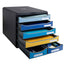 Cassettiera Big Box Maxi Bee Blue - 6 cassetti A4 - nero/multicolore - Exacompta