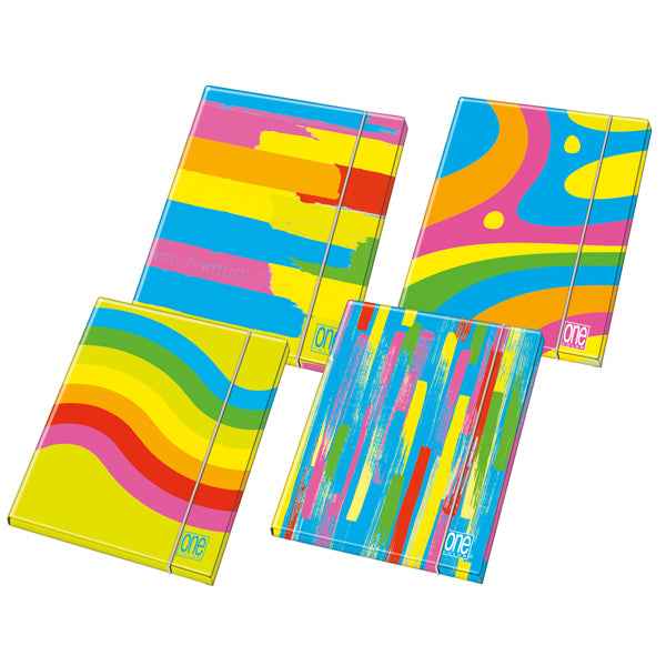 Cartella 3 lembi con elastico Fantafluo One Color - A4 - dorso 1,2 cm - fantasia - Blasetti