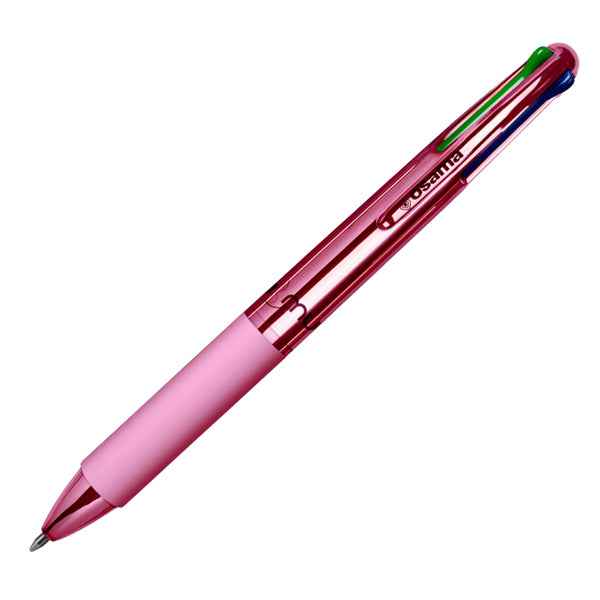 Penna a sfera scatto 4 Color - fusto cromato - Osama - expo 42 pezzi