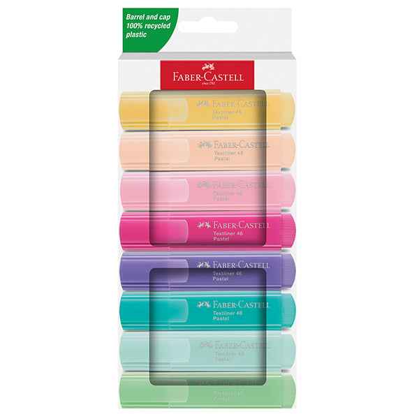 Evidenziatore Textliner 46 - punta scalpello - colori assortiti pastel - Faber Castell - astuccio 8 pezzi