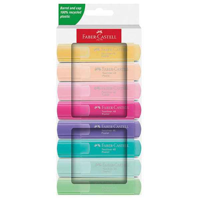 Evidenziatore Textliner 46 - punta scalpello - colori assortiti pastel - Faber Castell - astuccio 8 pezzi