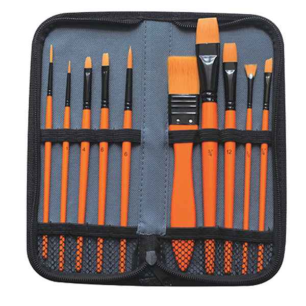 Pennello in sintetico - per acrilico - DOM - astuccio 10 pennelli assortiti