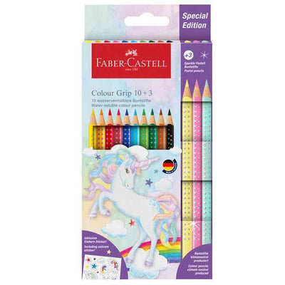 Astuccio 10 matite Colour Grip + 3 matite Sparkle - colori assortiti - Faber-Castell