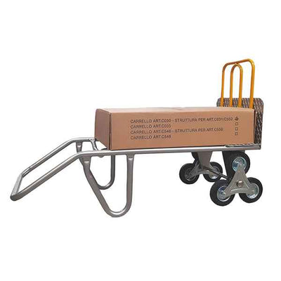 Carrello saliscale - 50 x 40 x 132 cm - max 280 kg - acciaio - grigio/giallo - Tecnotelai