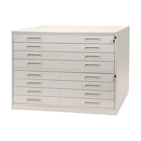 Portadisegni orizzontale - 8 cassetti - per fogli A0 - 137 x 96 x 122 cm - metallo - grigio chiaro - Tecnotelai