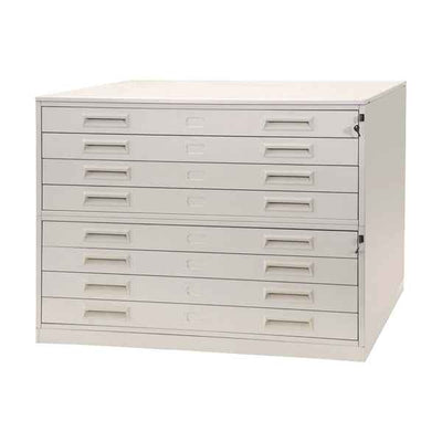 Portadisegni orizzontale - 8 cassetti - per fogli A0 - 137 x 96 x 122 cm - metallo - grigio chiaro - Tecnotelai