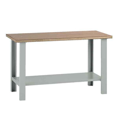 Banco da lavoro - senza cassetti - 150 x 75 x 90 cm - grigio/legno - Tecnotelai