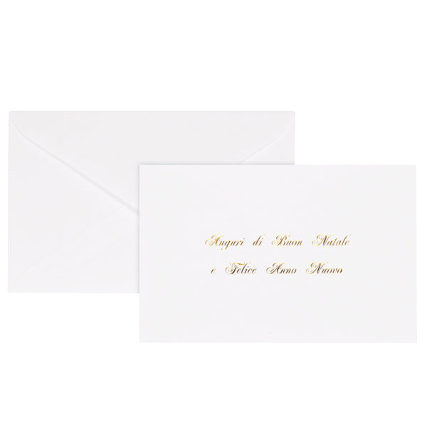 Biglietto natale con busta - 9 x 14 cm - stampa oro - bianco - Rex Sadoch