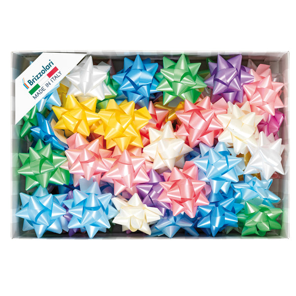 Stelle di nastro liscio 6800 - 19 mm x diam. 9 cm - colori assortiti primavera - Brizzolari - conf. 70 pezzi