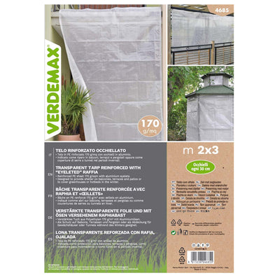 Telo occhiellato - per coperture - 2 x 3 m - PE/rafia - bianco - Verdemax