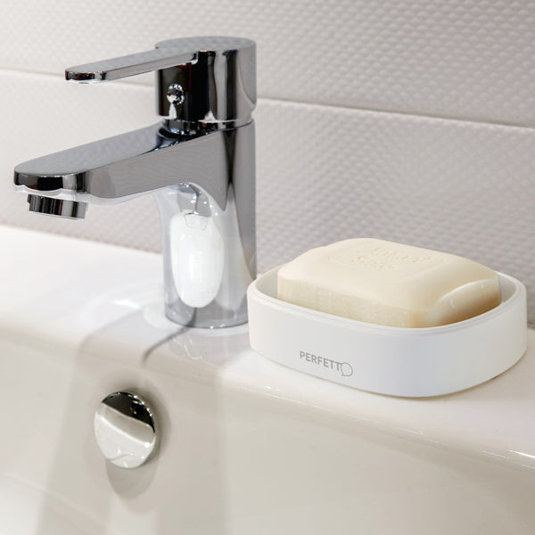 Portasapone Pronto Bagno - 12,5 x 8 x 2,5 cm - PPL - bianco - Perfetto