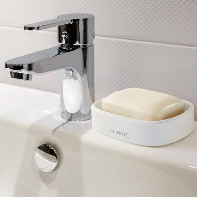 Portasapone Pronto Bagno - 12,5 x 8 x 2,5 cm - PPL - bianco - Perfetto