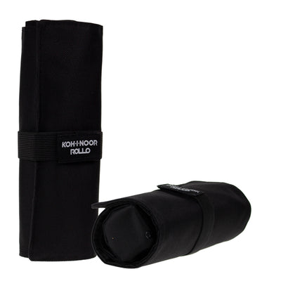 Astuccio arrotolabile Roller - con astuccio zip interno - 24 scomparti - 7,5 x 21,5 cm - tessuto - nero - Koh.I.Noor