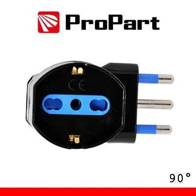 Adattatore schuko 90° spina16A salvaspazio nero
