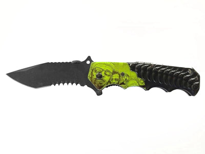 Coltello Import Zombie Green Combo 004 manico alluminio lama 9 cm Liner Lock Made in China